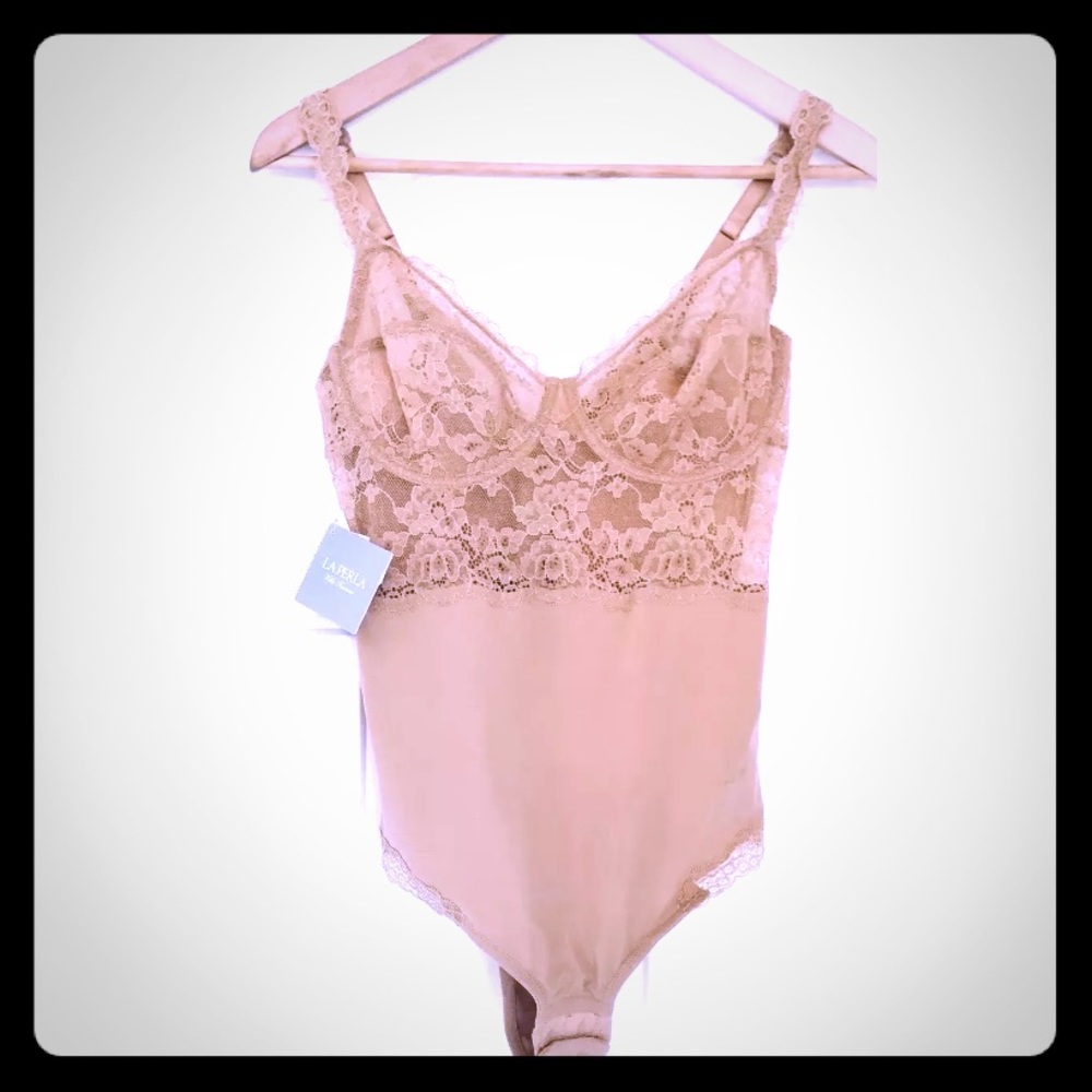 La Perla Beige Shaping Bodysuit with Lace 38B